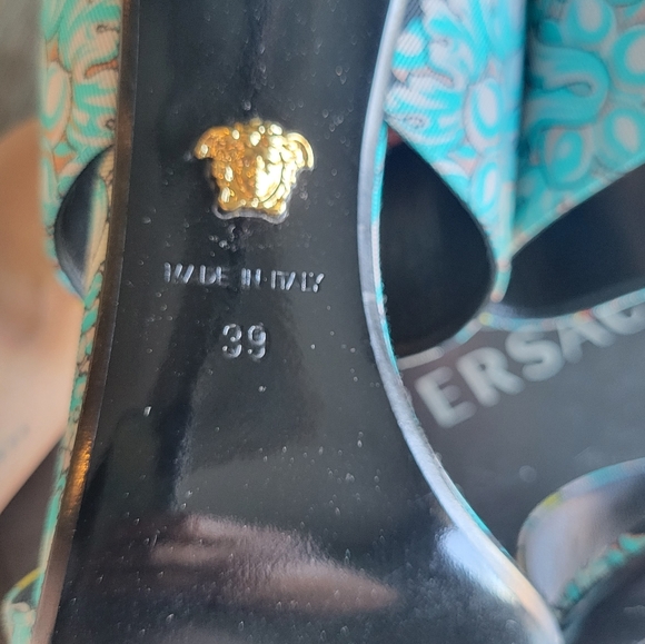 Like New Versace Fluo Barocco High Heel Sandals - Picture 6 of 7